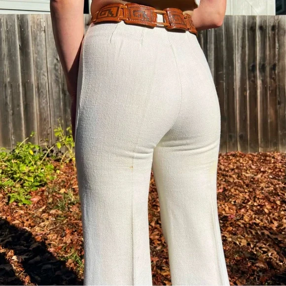 1960's Cotton/Linen Embroidered Vest Flares Ensemble - Picture 9 of 10